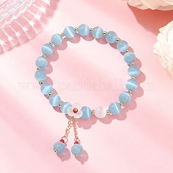Pulseras elásticas de cuentas de ojo de gato para mujer&nbsp;BJEW-TA00691-03