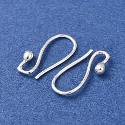 真鍮のピアスフック  羊飼いのフック耳ワイヤー  カドミウムフリー＆鉛フリー  925銀メッキ  18x1~2.5mm  ピン：1mm&nbsp;KK-G604-04S