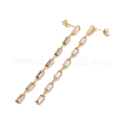 Прямоугольные серьги-гвоздики с кубическим цирконием&nbsp;EJEW-P206-03G-02