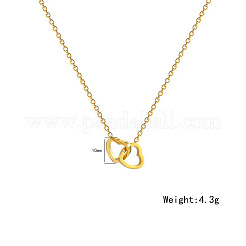 Colliers à pendentif double cœur entrelacé en acier inoxydable 304 pour femmes&nbsp;FS-WG0D883-01