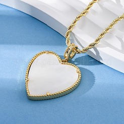 Женские кулоны в форме сердца из латуни с белой эмалью NJEW-K381-10G