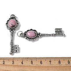 Ключ латунный натуральный родонит большие подвески&nbsp;KK-D361-01AS-27