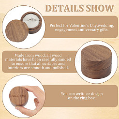 Круглые деревянные коробки для хранения с одним кольцом и бархатом внутри AJEW-WH0513-26B