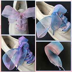 5 пара шнурков из органзы с градиентом 5 цветов&nbsp;AJEW-SP0003-10