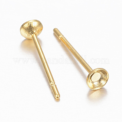304ステンレススチールスタッドピアスセッティング  24KGP本金メッキ  12.5x3mm  トレイ：2.5mm  ピン：0.8mm&nbsp;STAS-H558-10G