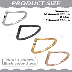 4 шт. 4-х цветные кольца из нержавеющей стали для женщин&nbsp;RJEW-LP0001-30