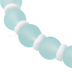 Прозрачные стеклянные круглые бусины и натуральные белые ракушечные бусины BJEW-JB11846-01