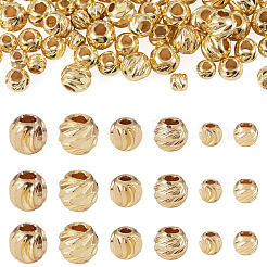 120 pz 6 stili perline rotonde ondulate in ottone&nbsp;KK-TA0008-92