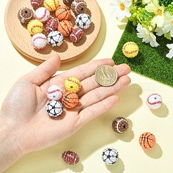 12 шт. 6 вида спортивных непрозрачных бусин из акриловой смолы&nbsp;MACR-YW0004-78