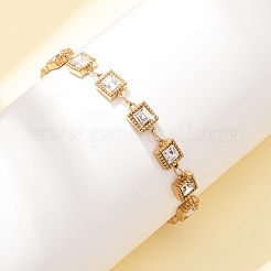 Браслеты-цепочки из нержавеющей стали 304 с инкрустацией из стекла для женщин&nbsp;BJEW-G780-04G