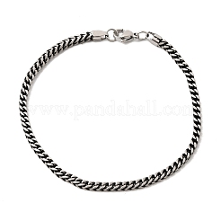 304ステンレススチールカーブチアンブレスレット（女性・男性用）  アンティークシルバー  8.11インチ（20.6cm）&nbsp;BJEW-K240-12B-AS