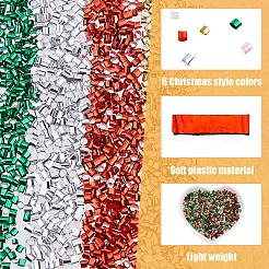 クリスマステーマのプラスチックチューブビーズ12702個（6色）  コラム  ミックスカラー  3x2mm  穴：1.8mm  2117個/カラー  12702pc&nbsp;FIND-DC0006-28B