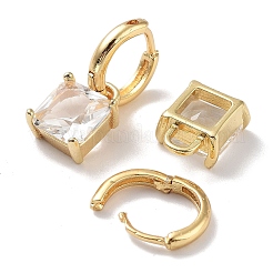 Прямоугольные серьги-кольца из настоящей позолоченной латуни 18 карат EJEW-L269-047G-03
