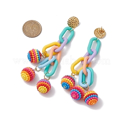 アクリルダングルスタンドピアス  ABSプラスチックビーズと304ステンレススチールの金具付き  ラウンド  カラフル  125x37mm&nbsp;EJEW-JE06229