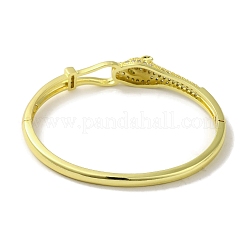 Женский браслет на шарнире с леопардовым принтом из латуни и прозрачного зеленого фианита&nbsp;BJEW-K246-21C-G