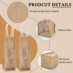 Прямоугольные льняные винные мешки на 1 сот с ручкой ABAG-WH0046-28A