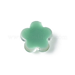 半透明の樹脂カボション  笑顔の花  ミディアムシーグリーン  9x9x3.3mm&nbsp;RESI-E039-01E