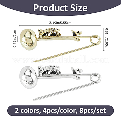 8шт брошь из цинкового сплава в виде скелета на Хэллоуин 2 цвета&nbsp;JEWB-FH0002-36