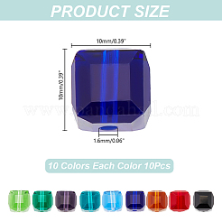 100 Stück 10 Farben transparente Glas facettierte Würfelperlenstränge&nbsp;G-AR0006-21