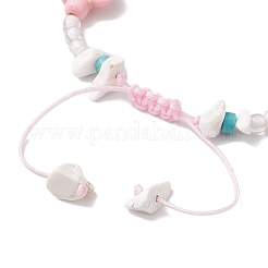 Браслеты из синтетической бирюзы и магнезита с плетением из бусин&nbsp;BJEW-JB11677