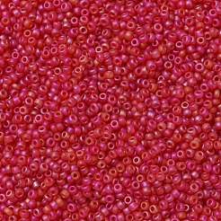 MIYUKIラウンドロカイユビーズ  日本製シードビーズ  （rr140fr）マット透明赤オレンジab  11/0  2x1.3mm  穴：0.8mm  約1100PCS /ボトル  10 G /ボトル&nbsp;SEED-JP0008-RR0140FR