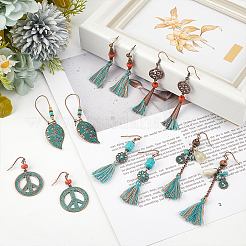 6 пара серег-кисточек в винтажном стиле в стиле бохо&nbsp;EJEW-AN0003-71