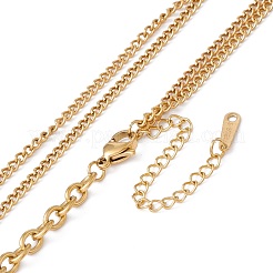 Колье с подвеской-сердечком и цепочками-кабелями NJEW-G074-56G