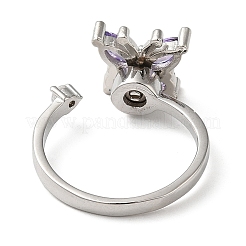 Вращающееся открытое кольцо в виде бабочки с кубическим цирконием RJEW-Q776-03P