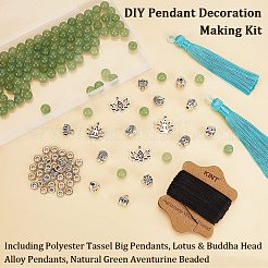 Set di gioielli decorativi con ciondolo di perline di avventurina verde naturale&nbsp;DIY-OC0012-06