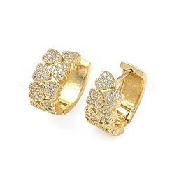 Серьги-кольца в форме сердца из латуни с микропаве из кубического циркония&nbsp;EJEW-A132-10G-02