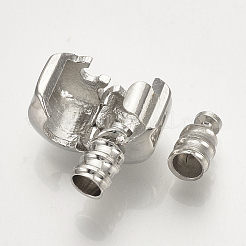 真鍮製ヨーロピアンスタイルクラスプ  プラチナ  19x10x9mm  穴：3mm&nbsp;X-PDLC-Q001-02