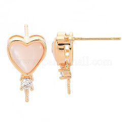 Серьги из латуни с микропейвом и прозрачным фианитом KK-T062-217G-NF