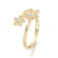 Латунные кольца из манжеты с прозрачным цирконием&nbsp;LS-RJEW-F103-06-G