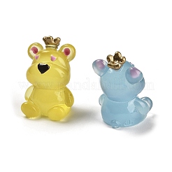 Decorazioni per display in resina luminosa con orso a corona&nbsp;DJEW-M010-01