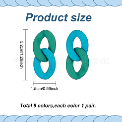 8 пара двухцветных акриловых висячих сережек-гвоздиков овальной формы для женщин EJEW-AN0004-07