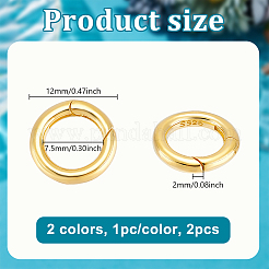 2 шт. 2 цвета 925 кольца пружинного затвора из стерлинговой стали STER-GA0001-25