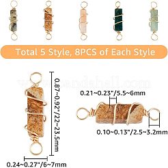 40 шт. 5 стиля подвески-соединители из натурального драгоценного камня с медной проволокой FIND-FH0005-17