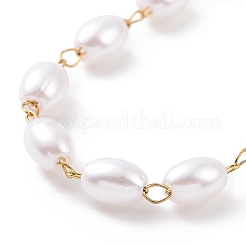 Рисовые пластиковые браслеты из бисера с имитацией жемчуга BJEW-E054-05G