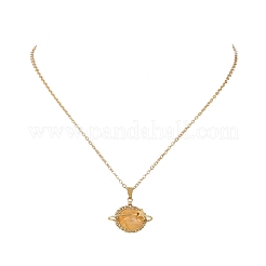 Colliers pour femmes avec pendentif planète en quartz hématoïde jaune naturel&nbsp;NJEW-TA00260-03