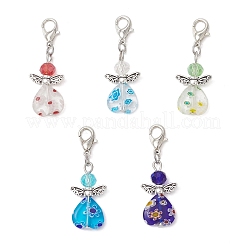 Decorazioni pendenti in vetro galvanizzato e lavorazione a lume millefiori fatta a mano&nbsp;HJEW-JM03600-01