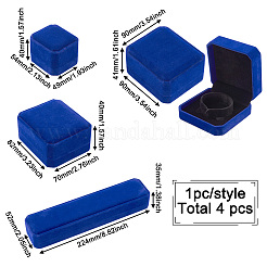 4 шт. 4-х стилевых квадратных и прямоугольных бархатных коробок для ожерелий VBOX-BT0001-01A