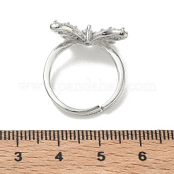 Anillos ajustables de latón con forma de mariposa y circonita cúbica transparente.&nbsp;CU-CBA7E55-18P-01
