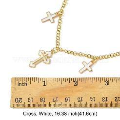 304ステンレスネックレス  合金エナメルチャームネックレス  クロス  ホワイト  16.38インチ（41.6cm）&nbsp;NJEW-FS00004
