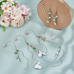 25 шт. 5-х стильная латунная цепочка и акриловое украшение для наушников&nbsp;HJEW-CO00001