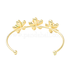 Offener Armreif mit Blume aus Legierung und Kunstperlenperlen für Damen&nbsp;LS-BJEW-D054-02G-03