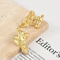 女性用304ステンレススチールスタッドピアス  18KGP本金メッキ  ナゲット  26x28.5mm&nbsp;EJEW-B113-01G-02