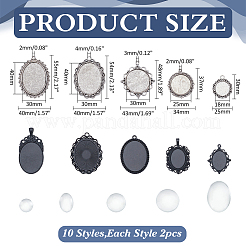 20 шт. 10 стиля тибетский стиль античный серебряный сплав плоский овальный подвес кабошон оправы TIBEP-ME0001-05