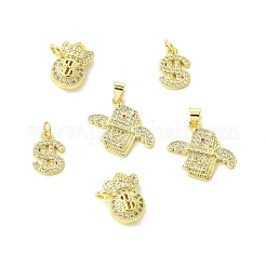 6 шт. 3 стиля латунные подвески с микропаве и кубическим цирконием&nbsp;KK-CJ0002-92
