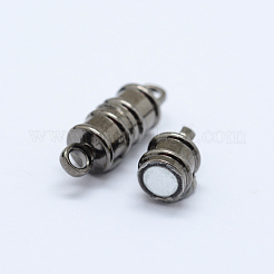 ループ付き真鍮製マグネットクラスプ  コラム  ガンメタ色  17x6mm  穴：2mm&nbsp;MC026-B