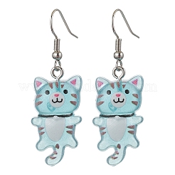 Серьги-подвески в форме кошки из прозрачной смолы&nbsp;EJEW-JE06379